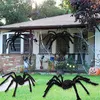 Andra evenemangsfestleveranser 305075125150200CM Halloween Giant Black Plush Spider Decoration Props Kids Toy Haunted Outdoor House Decor 230904