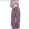 Damskie dżinsy amerykański styl vintage samica letnie w lupgy dżinsy High talia swobodne fioletowe kombinezony dzikie wygląd cienki modne modne spodnie z szerokości nóg Q230904