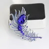 Brooches Classic Peacock Feather Crystal Brooch Scarf Buckle Lapel Pins Jewelry Bridge Suit Wedding Party Women Men Accessories