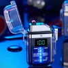 Electric Torch Transparent Waterproof Lighter Plasma Dual ARC Windproof USB Rechargeable Outdoor Gadgets for Men S97F