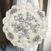 Fleurs décoratives 1 pc/lot Bouquet de mariage violet avec diamant argenté