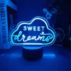 Articles de nouveauté 3D LED Night Light Room Decor Good Vibes Dream Open Hello Flash Neon Sign Lampe de table pour la fête à la maison Décor de mariage 716 couleurs 230904