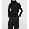 Suéteres de mujer Totem Lana Suéter de punto Mujeres Cuello alto Slim Sección delgada Jersey Tops de manga larga Color sólido Casual Streetwear