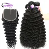 Perucas sintéticas cranberry cabelo onda profunda pacotes de cabelo humano com fechamento 4 pçs/lote cabelo brasileiro tecer pacotes com fechamento remy cabelo 230901