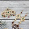 Stift broscher sunspicems guldfärg marocko caftan brosch stift lång droppe örhänge blå kristall brud smyckesuppsättning för kvinnor arabiska blommor bijoux 230901