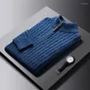 Pulls pour hommes 2023 automne et hiver demi-zip pull épais décontracté mode manches longues polo pull manteau en tricot