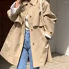 Women's Trench Coats Korean INS Autumn Fashion Versatile Polo Collar Single Breasted Long Sleeved Windbreaker Coat Looks Slim For Women