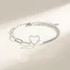 Bedelarmbanden Sterling Zilver Kleur Hexagram En Liefde Voor Lover's Paar Hand Chain Link Originele Mode-sieraden Met Stempel
