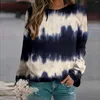 Women's Sweaters Long Sleeved Round Neck Tie Dyed Printed Pullover Sweater Top Summer Tops For Women Womens Tan