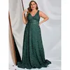 Plus Size Dresses V Neck Sleeveless Luxury Sequin Floor Evening Gown Big Black Sexy Banket Prom Dress for Women 2023