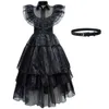 Podstawowe sukienki swobodne środa Addams Sukienka cosplay dla dziewczynek film w środę Cosplay Cosplay Cosplay Black Gothic Sukienki Halloween Party Ubrania LST230904