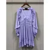 Casual Dresses EOS Spring Ruffle Satin Lantern Sleeve Purple Summer Mini Dress France Pairs Brand M High Quality