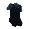 Women Socks Beixinder Baby Girl Knee High Toddlers Bow Stockings Princess Frilly Long For Infants (Navy