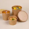 Disposable Dinnerware 50Pcs 8 Ounce Kraft Containers Food Meal Cup Lids without Soup Paper Takeout Bowl Packaging Prep 230901