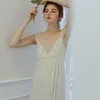 Women's Sleepwear Lace Floral Nightgown Sexy Mesh Sleep Dresses Gown Nightwear Beige Women Home Clothes Sleeveless Cute Suspe298v