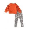 Família combinando roupas girlymax halloween ação de graças queda vibrações irmãos bebê meninas calças definir babados macacão abóbora leopardo crianças roupas 230901