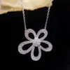 European and American fashion hollowed out large flower necklace with simple and full diamond flower collarbone chain trend accessories