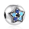 Loose Gemstones Authentic S925 Sterling Silver Bead Bright Star Charm Clip Multi-Colored Crystals Fit Women Bracelet DIY Jewelry Girl Gift