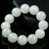 Xinjiang Hotan Jade Jasper White Jade Armband Spenatgrön armband Men pärlkedja 18mm Natural Jade Armband