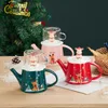 Tea Cups Christmas elk tea set Europeanstyle home kitchen cute cartoon ceramic teapot gift flower 230901