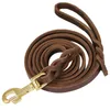 Colliers de chien avec mousqueton chiot portable marche petit moyen grand cadeau d'entraînement doux tressé fournitures pour animaux de compagnie laisse en cuir de vachette