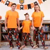 Aile Eşleşen Kıyafetler Cadılar Bayramı Partisi Pijama Set Kısa Kol O boyun toppumpkin baskı pantolon 2 adet takım elbise 230901