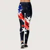 Calças ativas do dia da independência, bandeira americana, estampa colorida desbotada, leggings para meninas, cintura alta, push up, elástica, fitness, mulheres apertadas