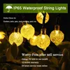 Andra evenemangsfestleveranser SOLAR String Lights Outdoor 60 LED Crystal Globe med 8 lägen Vattentät Powered Patio Light for Garden Decor 230901