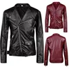 Chaquetas para hombres Abrigo punk medieval Moda de alta calidad Slim Fit Polo Collar Panel Cuero de motocicleta 230901