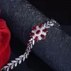Bracelets à maillons de luxe en cristal ondulé coloré, pierre rouge, cadeau pour elle, bijoux de Couple à la mode, fleur pour femmes
