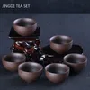 Te Cups 6 PCSSet Boutique Yixing Purple Clay Teacup Travel Handmade Bowl Master Cup Anpassade hushållsset Tillbehör 230901