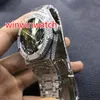 Montre homme entièrement glacée en acier inoxydable, boîtier en or rose et argent, dos en verre, montre-bracelet en diamant, cristal saphir Automa251w