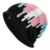 Bérets Trans Pride Flag Drip Drip Skullies Bons de bonnet Unisexe Hiver CHAUT CHAUD COOL ADULLAGE TRANSPENDRE LGBT Bonnet Chapeaux de ski Extérieur CAP