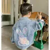 Jaquetas meninas moda pérola denim jaqueta primavera 2023 crianças estilo coreano topo criança bebê lantejoulas jean casaco crianças roupas xmp85