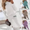 Tweedelige damesbroek, 2 stuks/set, chique sweatshirt, joggingbroek, set zakken, zacht, casual, pure kleur