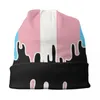 Bérets Trans Pride Flag Drip Drip Skullies Bons de bonnet Unisexe Hiver CHAUT CHAUD COOL ADULLAGE TRANSPENDRE LGBT Bonnet Chapeaux de ski Extérieur CAP