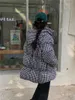 Cappotto imbottito caldo e spesso con cappuccio da donna per le donne Cappotto invernale trapuntato spugnoso scozzese casual da donna Streetwear Capispalla in cotone