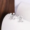 Stud Oorbellen 925 Sterling Zilveren Oorbel Eenvoudige Sneeuwvlok Opaal Kristal Voor Vrouwen Meisje Bruiloft Sieraden Cadeau