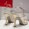 Rene Caovilla Bowtie Rhinestone Sandals Ankle T-bundna läder yttersula stilett pumpar kvinnor fest aftonklänning skor lyxdesigner höga klackar fabrikskor