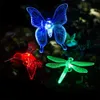 Andra evenemangsfestleveranser Akryl Solar Lawn Lamp Hummingbird Flower Dragonfly Lily Butterfly Outdoor Garden Waterproof Decorations Lights 3PCSpack 230901