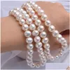 ビーズのネックレスAshiqi Natural Freshwater Pearl Necklace Round Jewelry for Women Gifts the Year Trend 220819 Drop Delivery Penda DHM3r