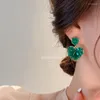 Dangle Earrings Women's Delicate Earring Romantic Korean Fashion Jewellery Green Heart Exquisite Trendy Jewelry