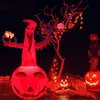New Halloween Inflatable Pumpkin Ghost Decoration Tearful Horror Pumpkin Wearing LED Colorful Lights