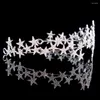 Hårklipp Crystal Star Tiara Crown Wedding Bridal Rhinestones Bodband Brud Huvudbonad huvudstycke Kvinnor Girl smycken Tillbehör