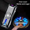 Dual Arc USB Aansteker Gyro Speelgoed Vingertop Aansteker Hand Spinner Opladen Winddicht Oplaadbaar Elektronisch Plasma Gratis Laser Naam 2P2Q