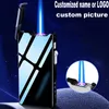 Windproof Metal USB No Gas Lighter Torch Turbo Lighter Jet Dual Arc LED Chargeable Electric Butane Pipe Cigar Lighter Men's Gift N6R1