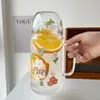 Butelki z wodą Kawaii Bunny Teko Teh Kaca 1000 ml Besar Lutu Jelas Portabel Jus Buah Bunga Dingin Tahan Panas Hadiah Ketel Air 230904