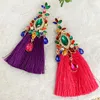 Dangle Earrings ZHINI Ethnic Colorful Crystal Zircon For Women Fashion Statement Handmade Large Drop Tassel Earring Jewelry