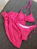 Costume da bagno da donna Micro bikini 3 pezzi Gonna da donna Set Copricostume sexy Sarong Costume da bagno femminile Nuoto