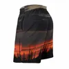 Pantalones cortos para hombres Tablero Paisaje del desierto Troncos de playa casuales Nubes oscuras y cactus Hombres Corriendo Surf Pantalones cortos de moda de talla grande